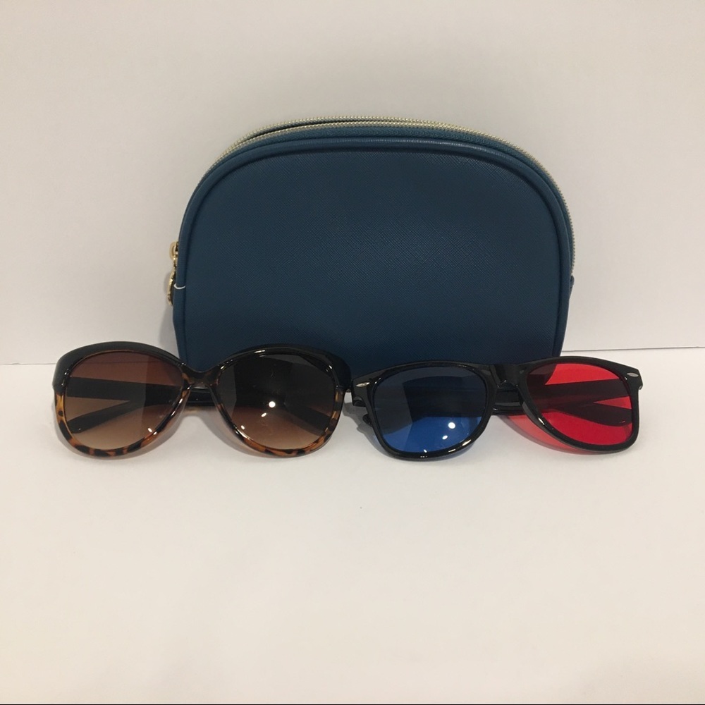 Set of three- pouch and two pairs of sunglasses
